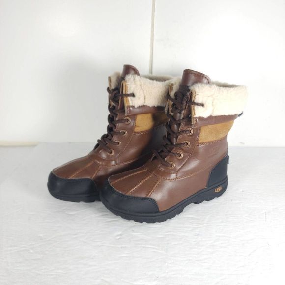 UGG Brown and Cream Kids Boots - Picture 1 of 12